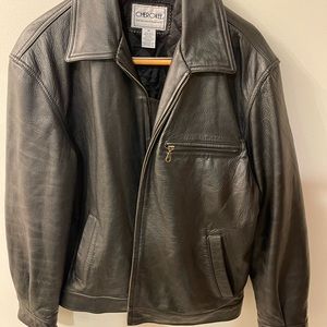 Men’s black leather jacket